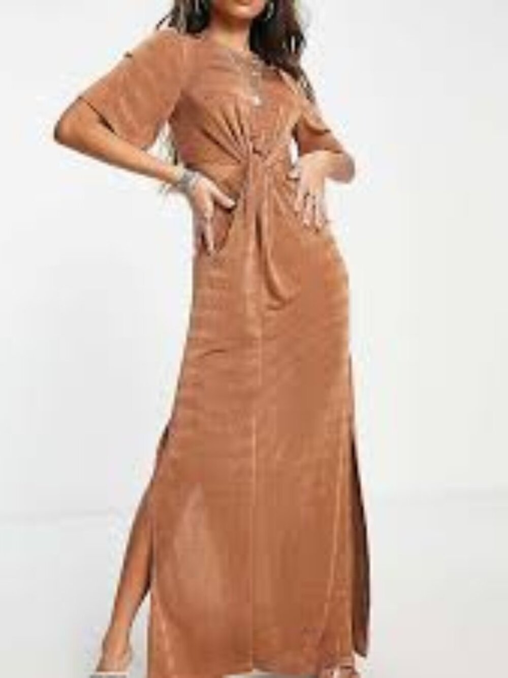 NWT Topshop slinky jersey cut out twist maxi dress in Mocha